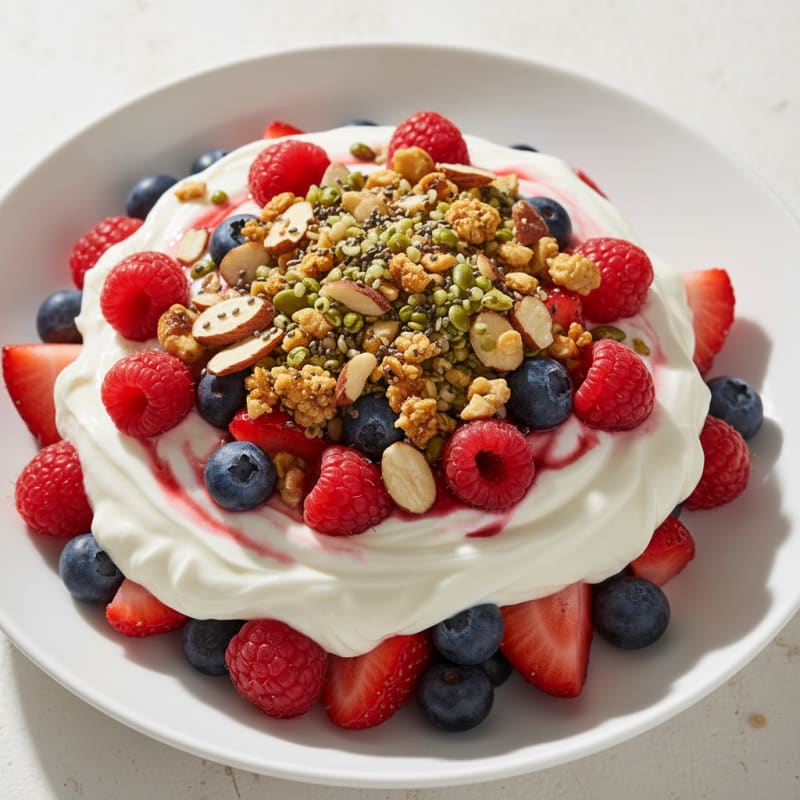 Greek Yogurt Protein Parfait with Mixed Berries