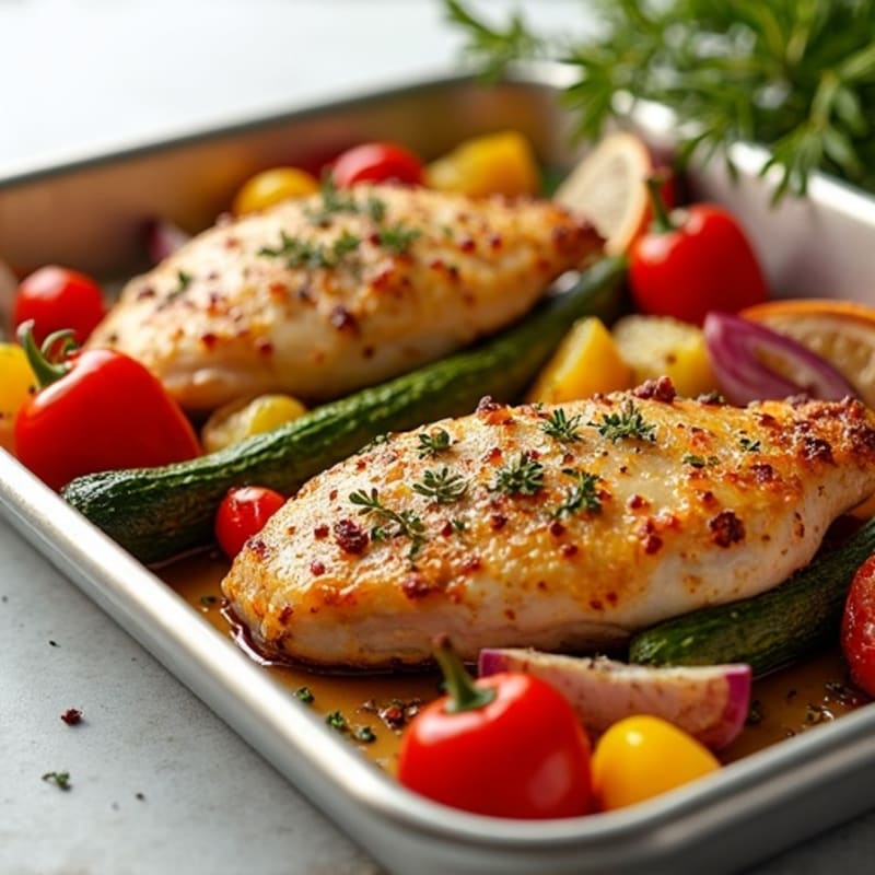 Sheet Pan Crispy Lemon Herb Chicken and Roasted Vegetables
