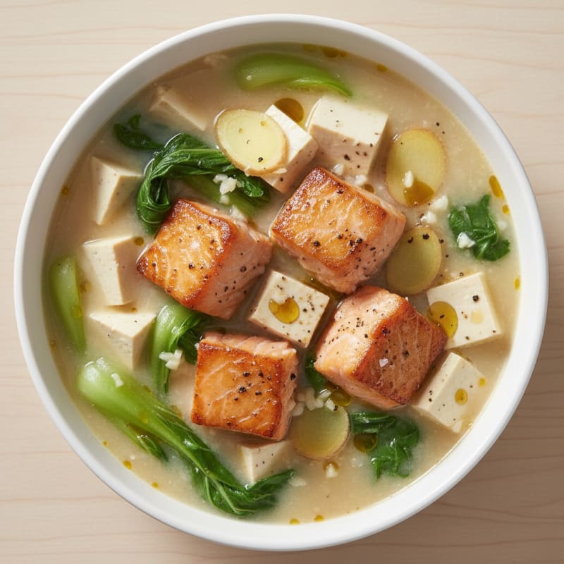 Silky Miso-Glazed Salmon Soup