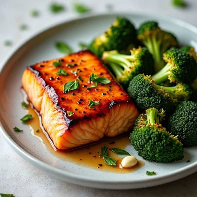 Teriyaki Glazed Salmon with Crispy Roasted Broccoli