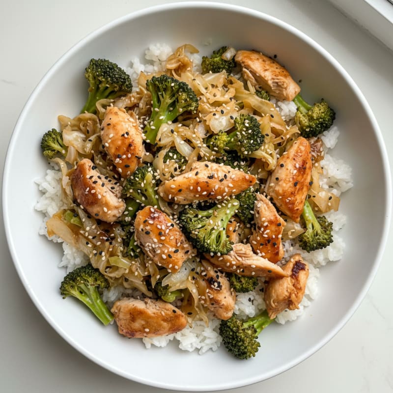 Rotisserie Chicken and Cabbage Rice Bowl