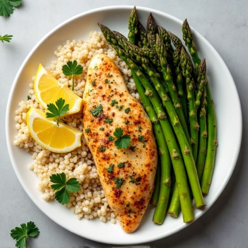 Sheet Pan Lemon Herb Chicken with Roasted Asparagus and Quinoa