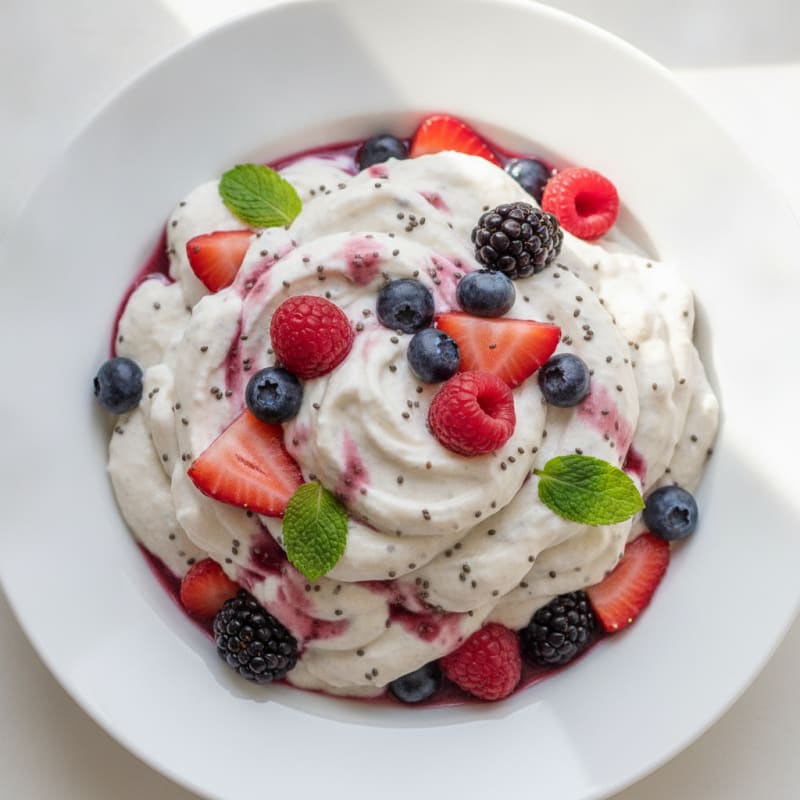 Silky Greek Yogurt Protein Mousse with Mixed Berries