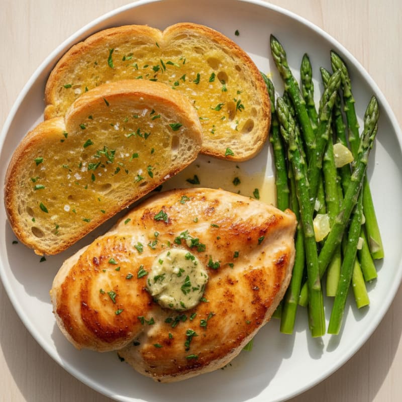 Pan-Seared Chicken with Herb Butter Bread