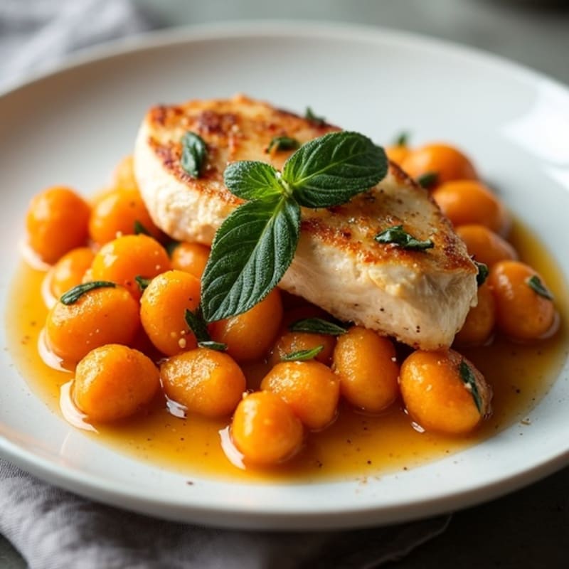 Pan-Seared Sweet Potato Gnocchi with Sage Brown Butter and Chicken