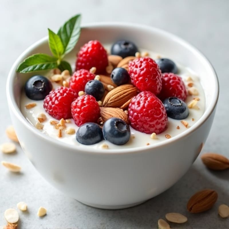 Greek Yogurt Protein Bowl with Mixed Berries and Almonds
