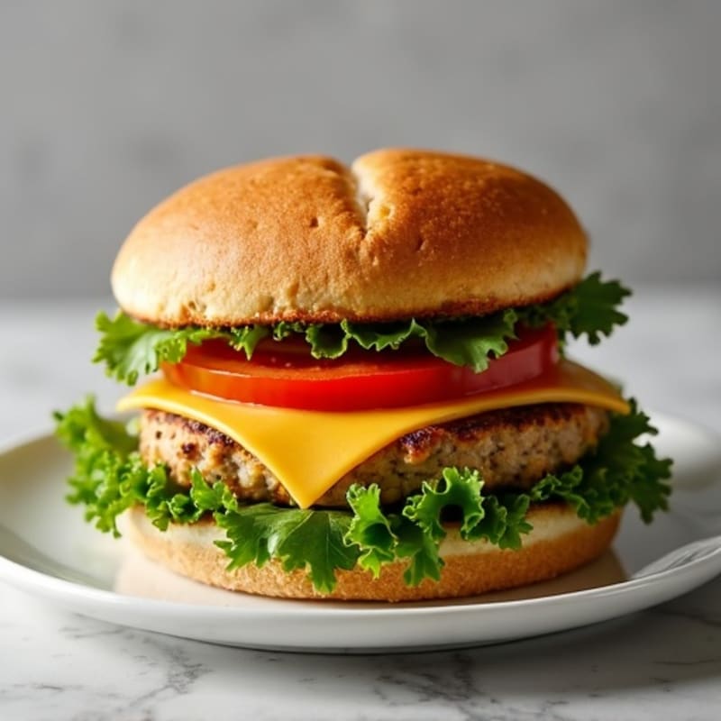 Juicy Turkey Burger with Fresh Greens and Tomato