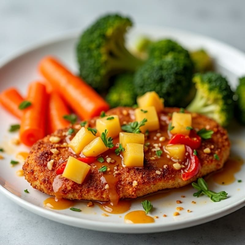 Crispy Baked Sweet and Sour Chicken with Roasted Vegetables