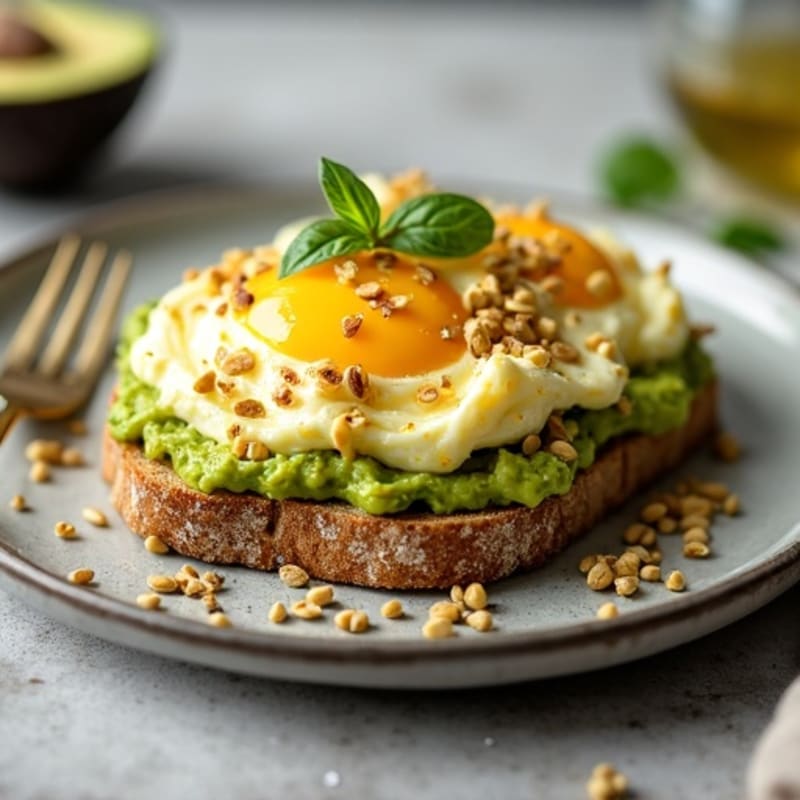 Avocado Toast with Creamy Scrambled Eggs and Crunchy Seeds