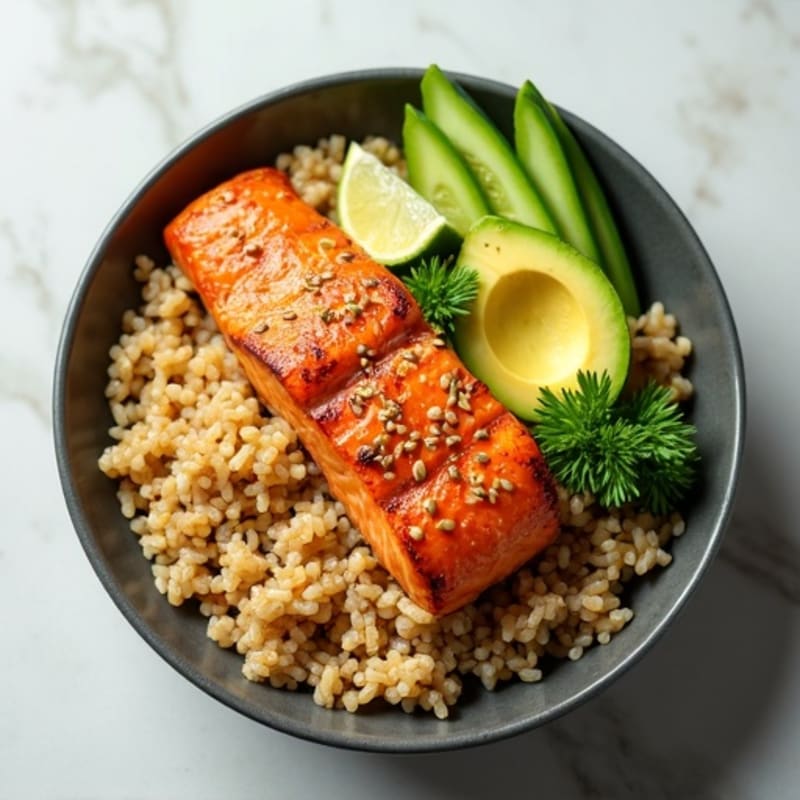 Fresh Salmon and Avocado Rice Bowl
