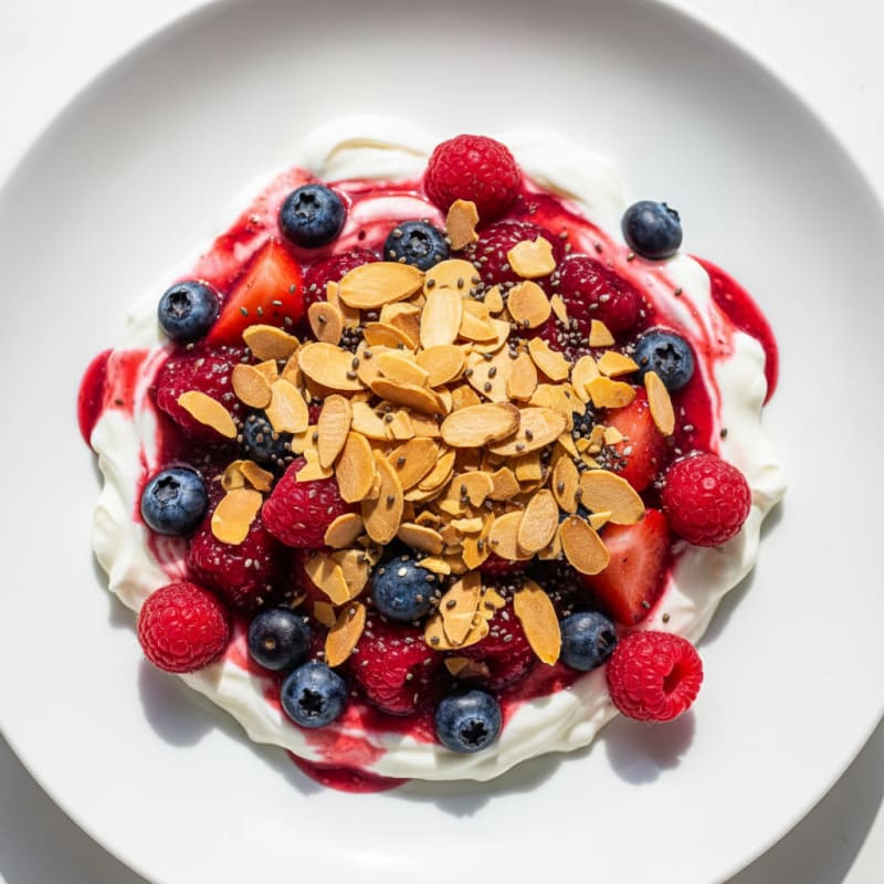 Greek Yogurt Protein Parfait with Berries and Almonds