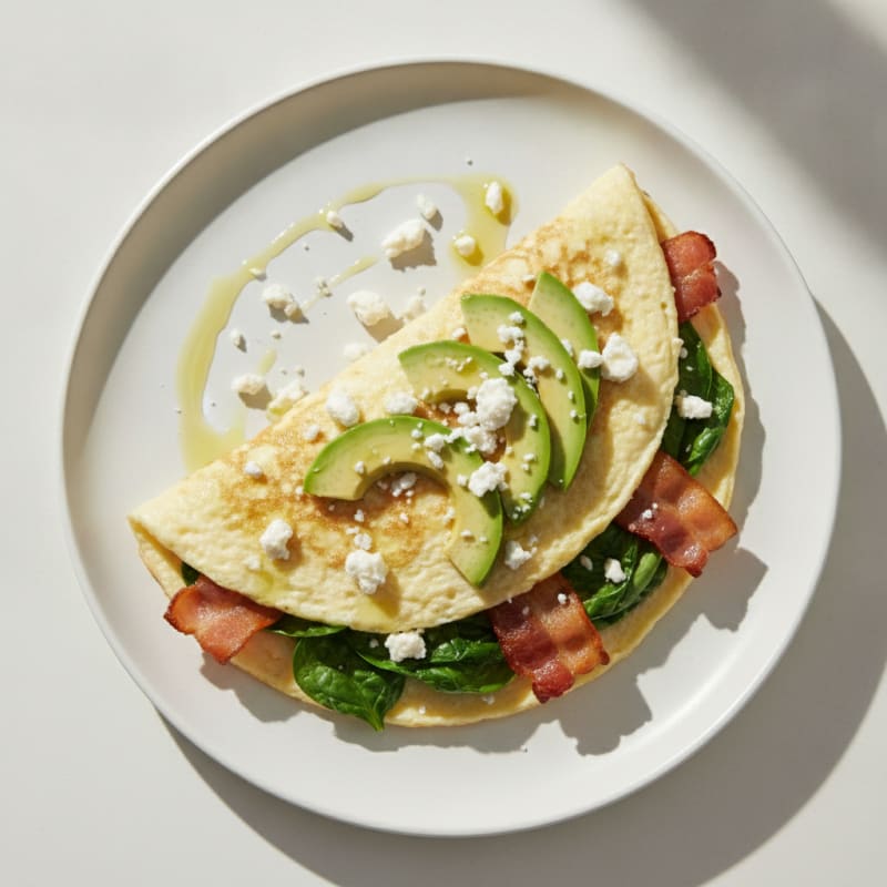Egg White Omelette with Spinach and Turkey Bacon