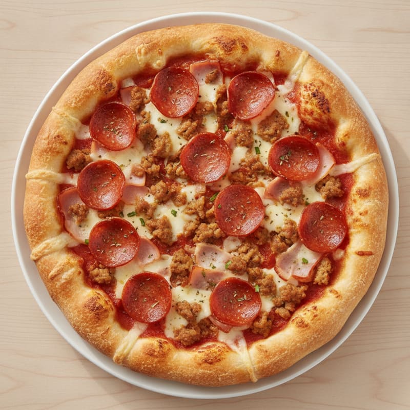 Hearty Meat Lovers Stuffed Crust Pizza
