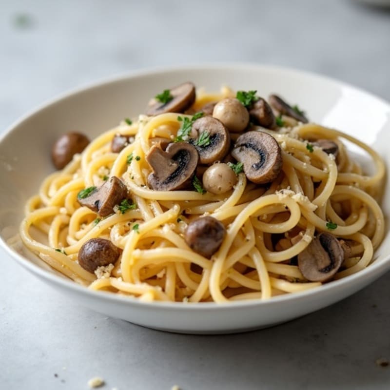 Creamy Garlic-Truffle Mushroom Linguine