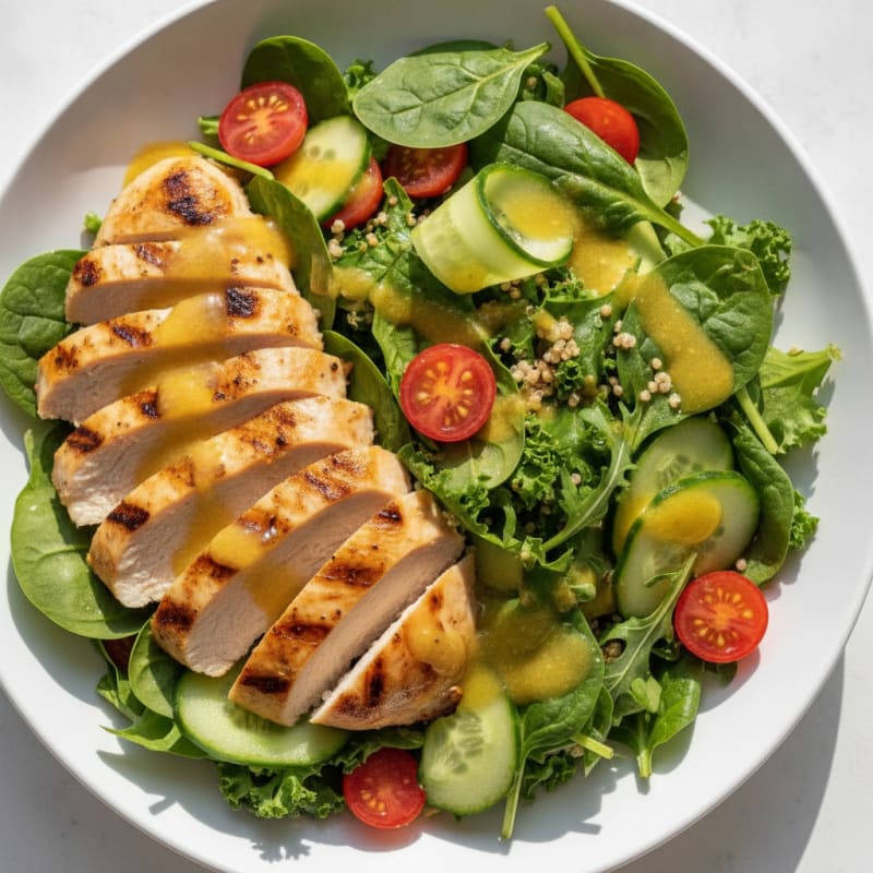Grilled Chicken Salad with Mixed Greens and Quinoa