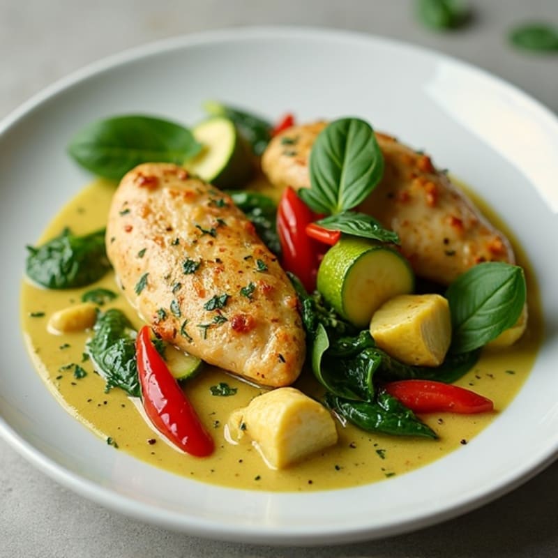 Creamy Green Curry Chicken with Fresh Vegetables