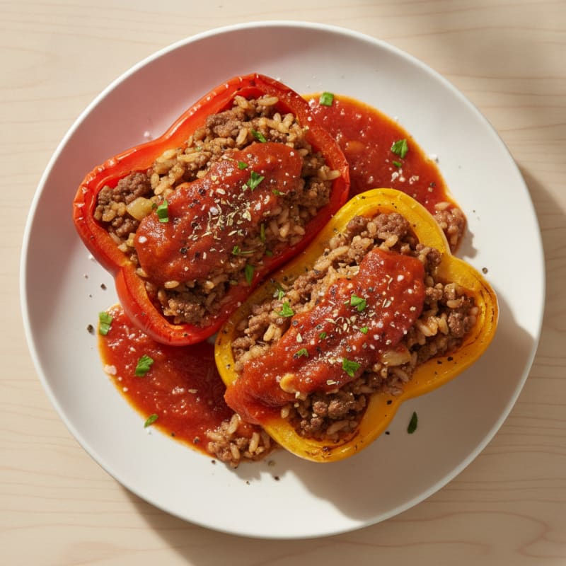 Beef and Rice Stuffed Bell Peppers