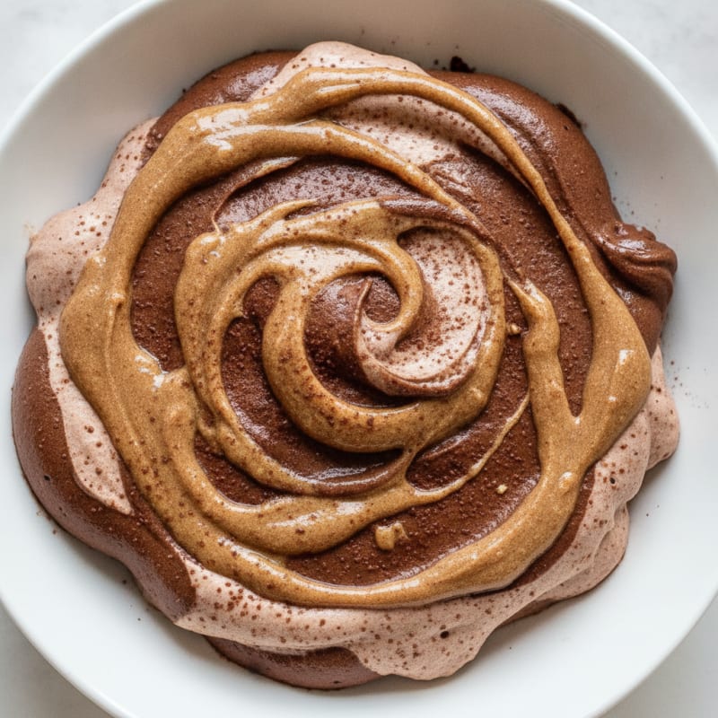 Chocolate Protein Mousse with Almond Butter Swirl
