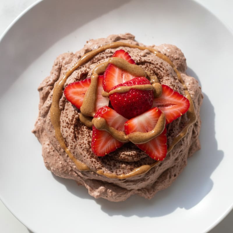 Chocolate Protein Mousse with Fresh Strawberries