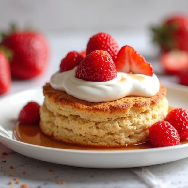 Fresh Strawberry Protein Biscuit with Creamy Greek Yogurt Topping