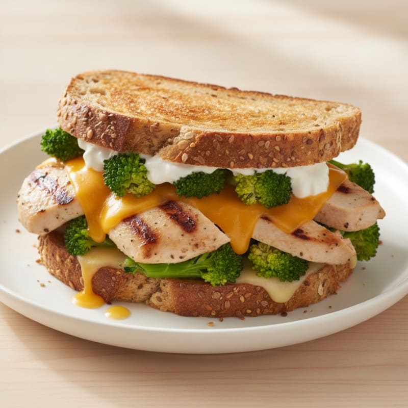 Grilled Chicken and Broccoli Sandwich with Cheese