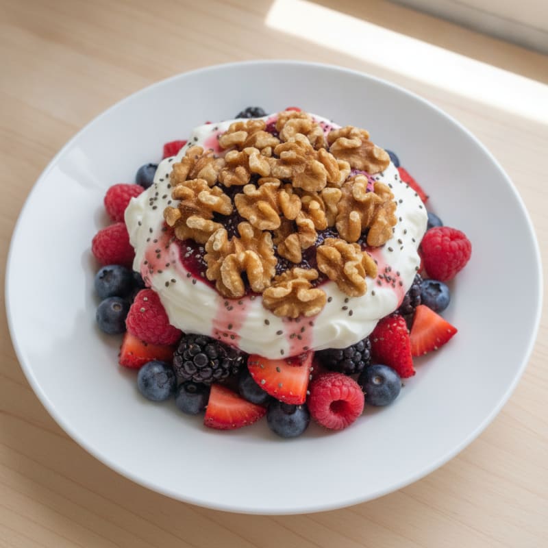 Greek Yogurt Protein Parfait with Mixed Berries