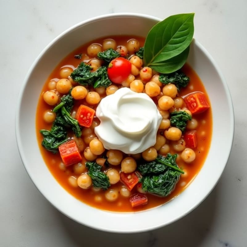 Creamy Lentil and Chickpea Stew with Spinach