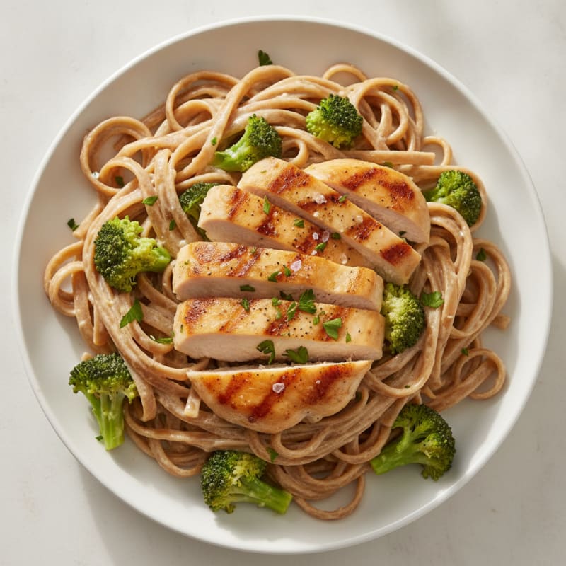 Clean Chicken Alfredo with Whole Wheat Fettuccine