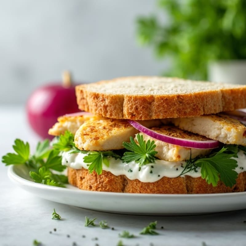 Herb-Roasted Chicken and Greek Yogurt Salad Sandwich