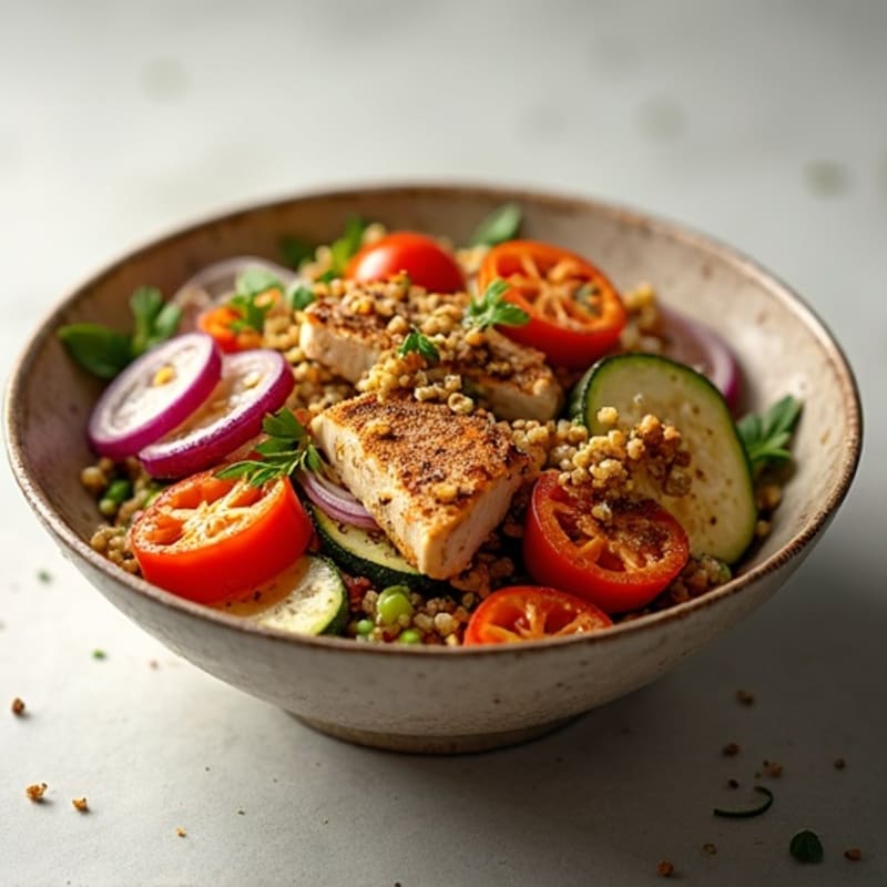Herb-Spiced Chicken Shawarma Bowl with Roasted Vegetables