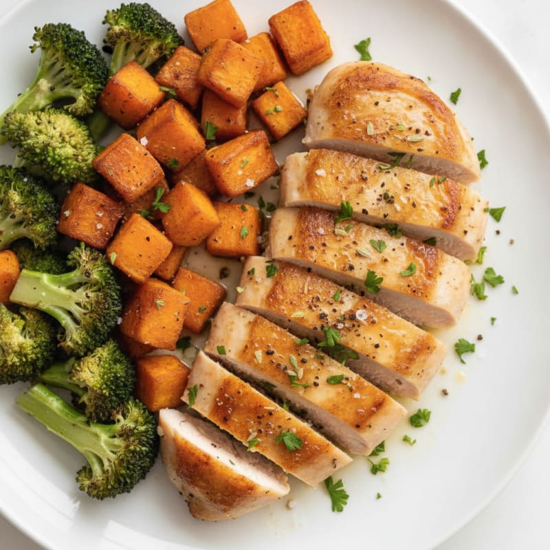Lemon Herb Chicken with Roasted Sweet Potatoes