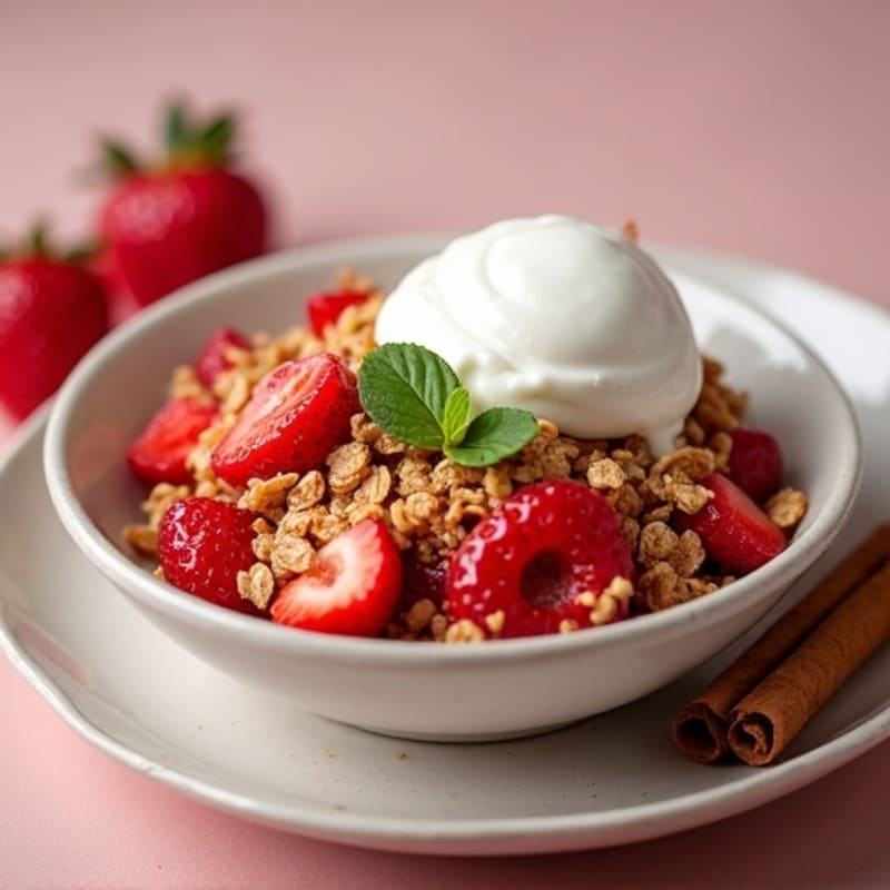 Warm Strawberry Oat Crumble with Creamy Greek Yogurt