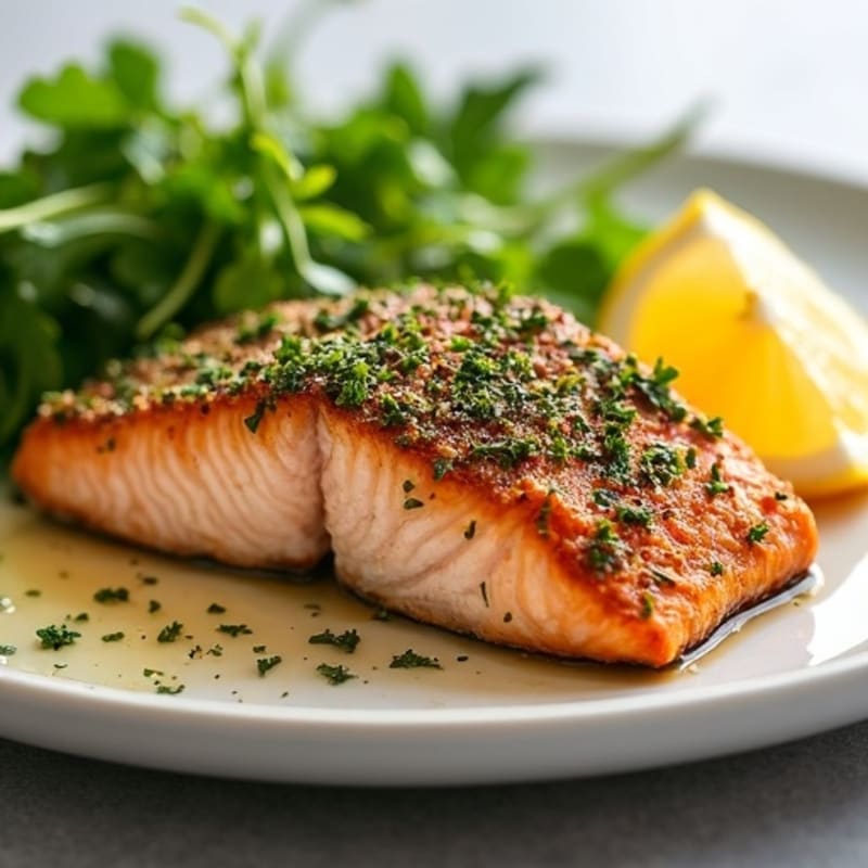 Herb-Crusted Pan Seared Salmon with Lemon