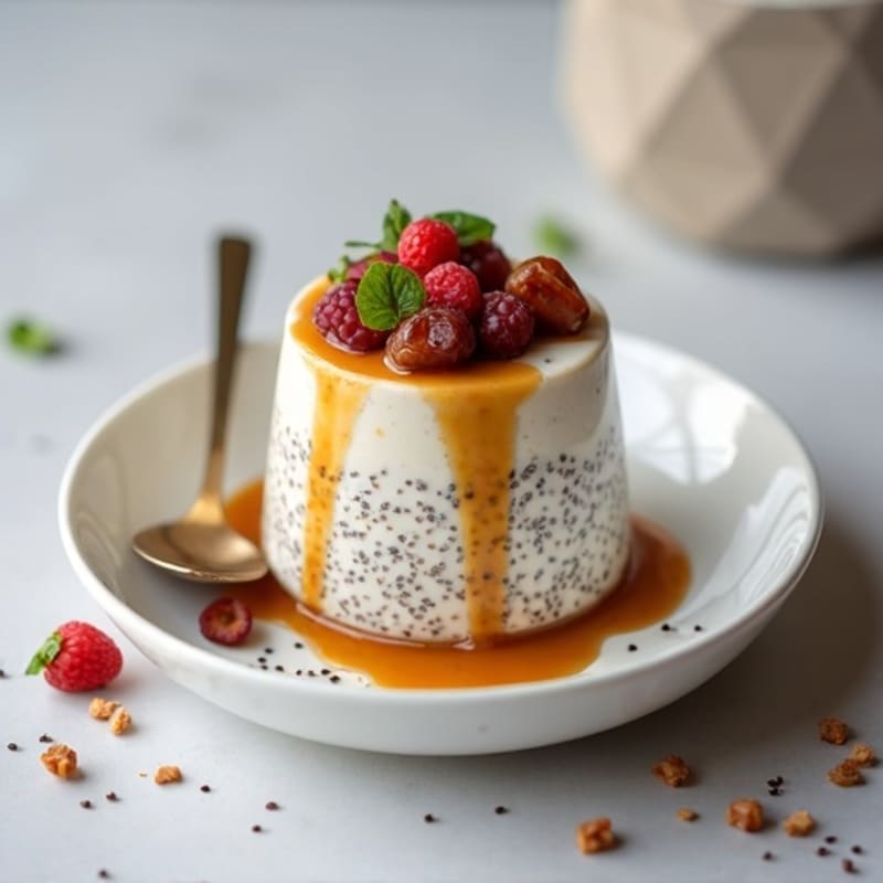 Protein-Packed Vanilla Chia Pudding with Caramel Date Drizzle