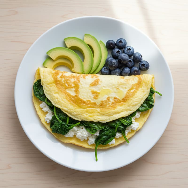 Egg White Spinach Omelet with Cottage Cheese