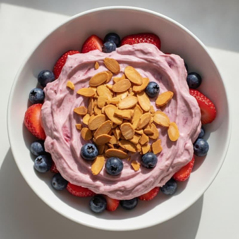 Greek Yogurt Protein Parfait with Mixed Berries and Almonds
