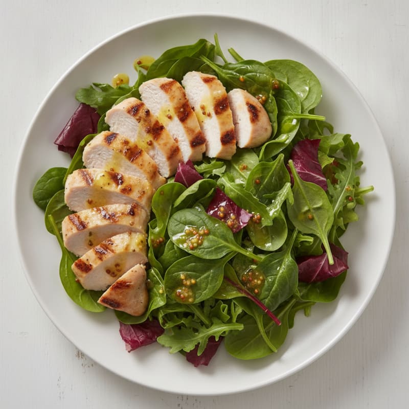 Grilled Chicken Breast over Mixed Greens with Lemon Vinaigrette