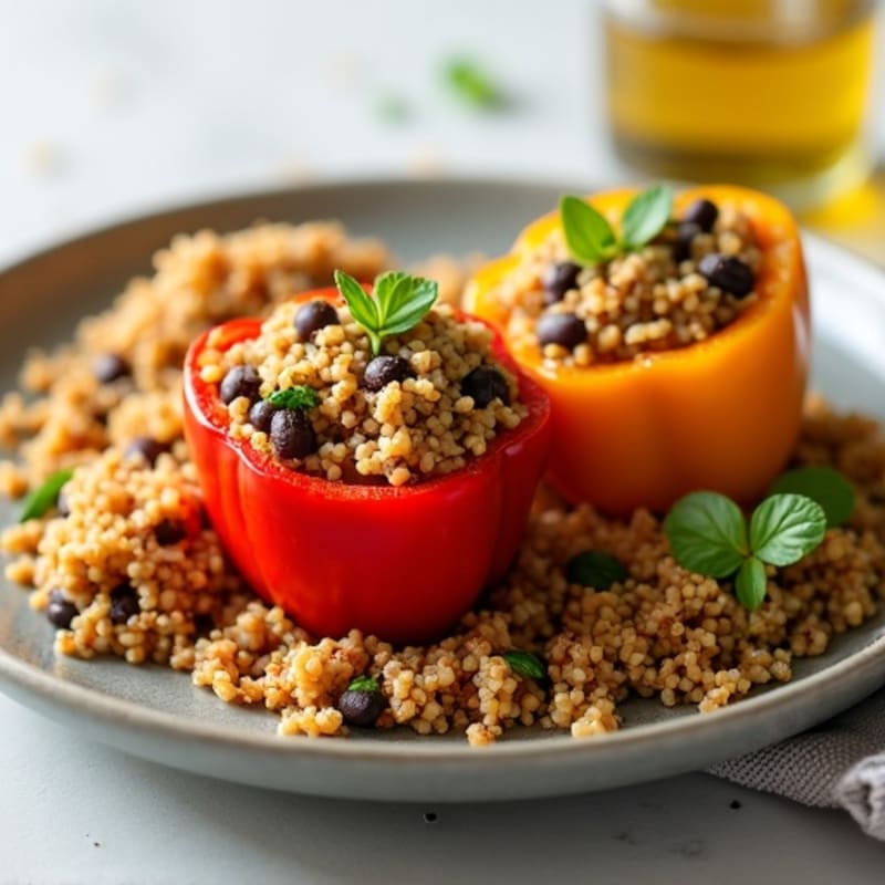 Hearty Lean Ground Turkey and Quinoa Stuffed Bell Peppers
