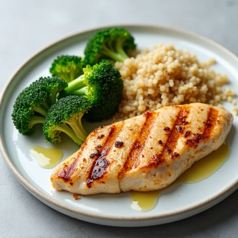 Grilled Chicken Breast with Quinoa and Steamed Broccoli