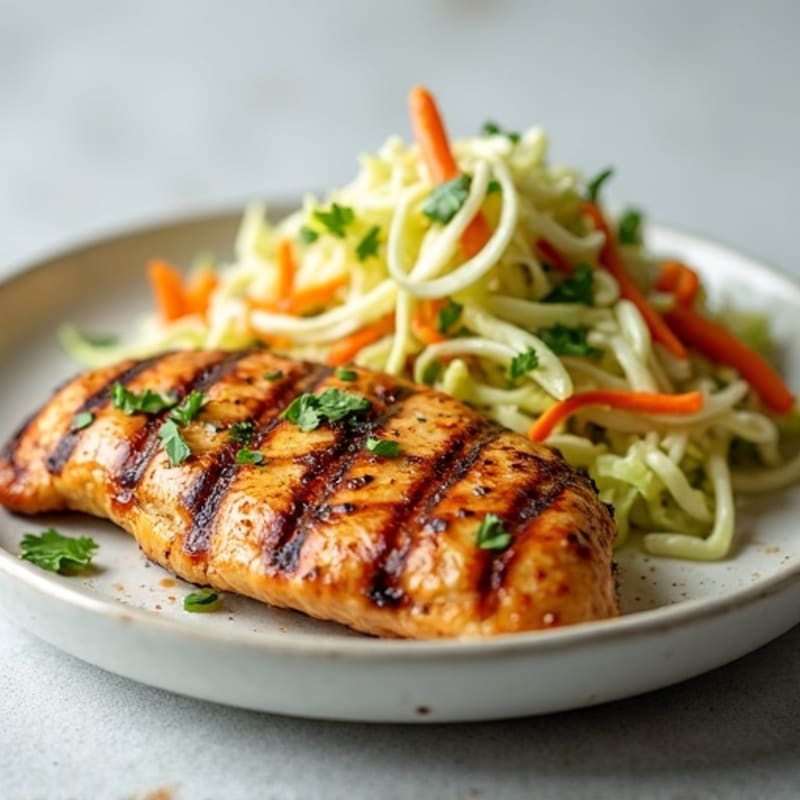 Grilled Chicken Breast with Crunchy Cabbage Slaw