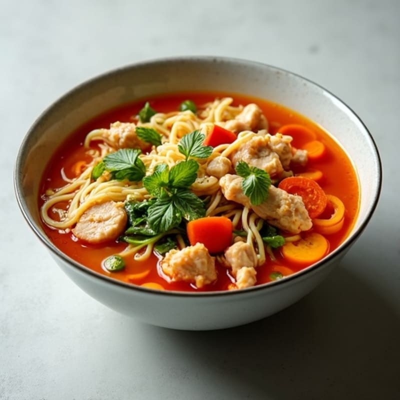 Spicy Sriracha Chicken and Vegetable Noodle Soup