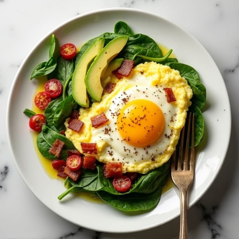 Egg White Scramble with Spinach and Turkey Bacon