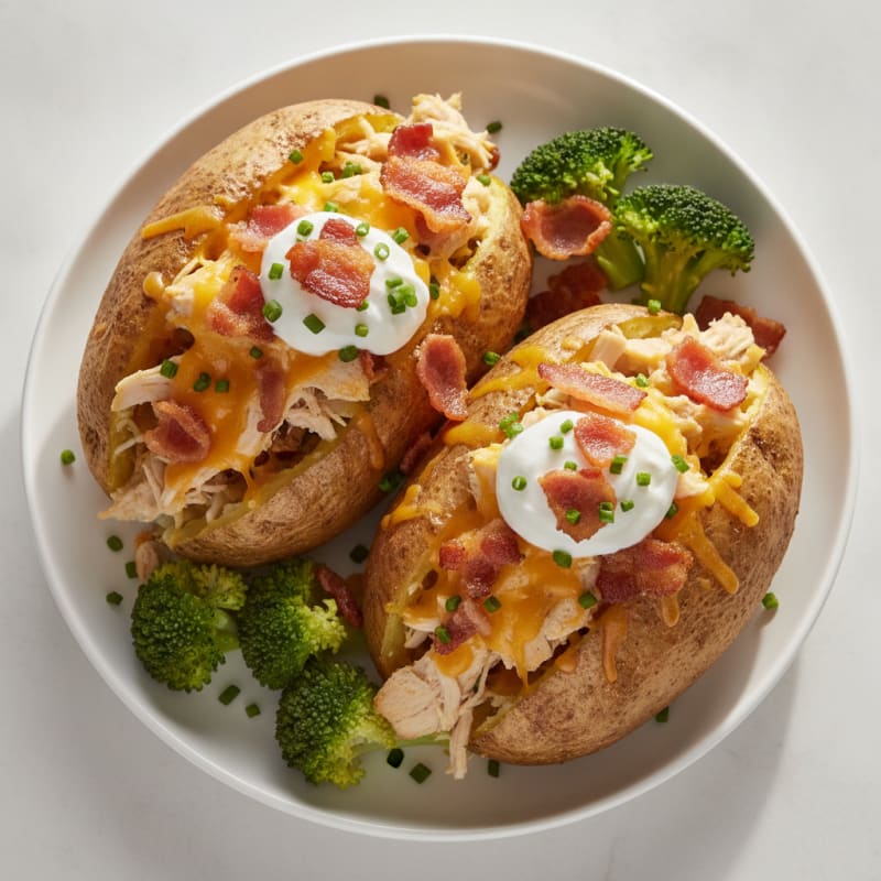 Loaded Cheddar Baked Potatoes with Bacon