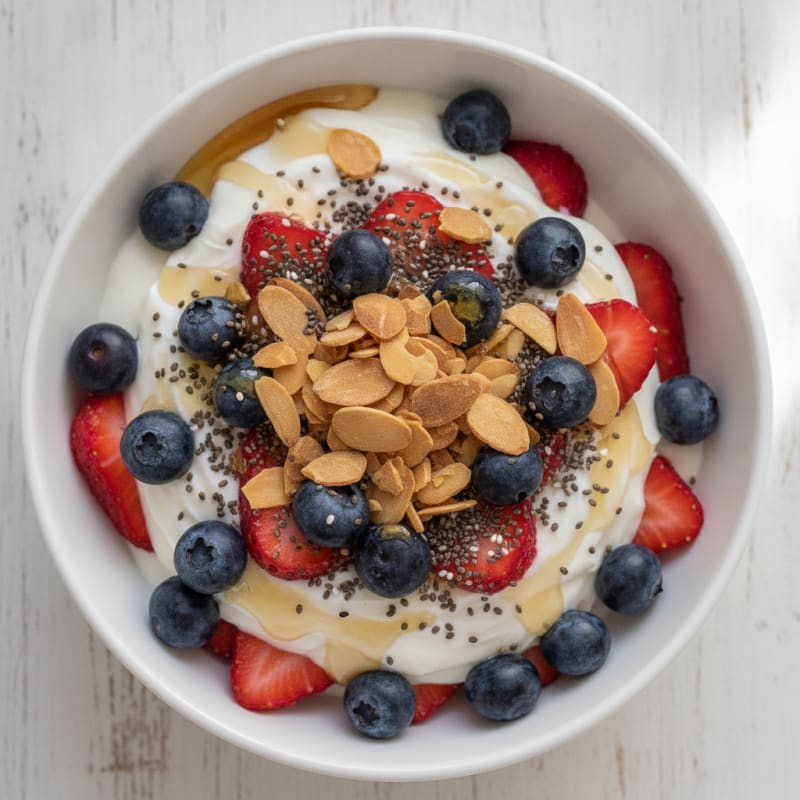 Greek Yogurt Protein Parfait with Berries and Almonds