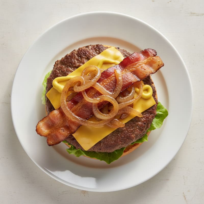 Double Bacon Cheeseburger with Caramelized Onions