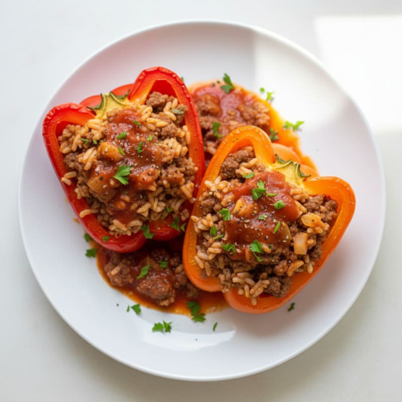 Beef and Rice Stuffed Bell Peppers