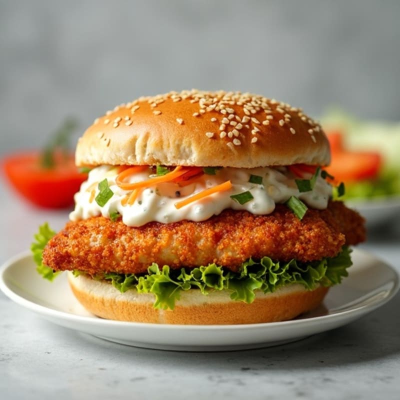 Crispy Baked Chicken Sandwich with Greek Yogurt Slaw