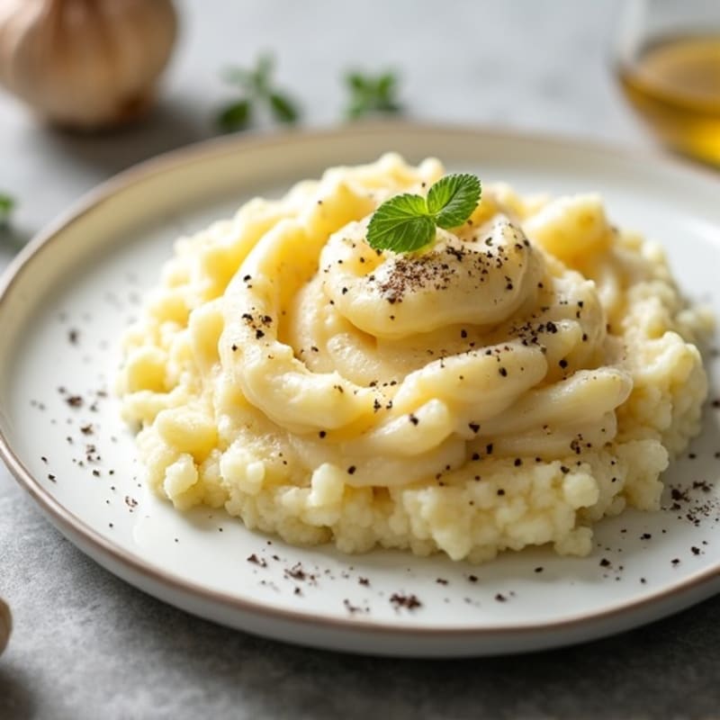 Creamy Cauliflower-Potato Mash with Roasted Garlic
