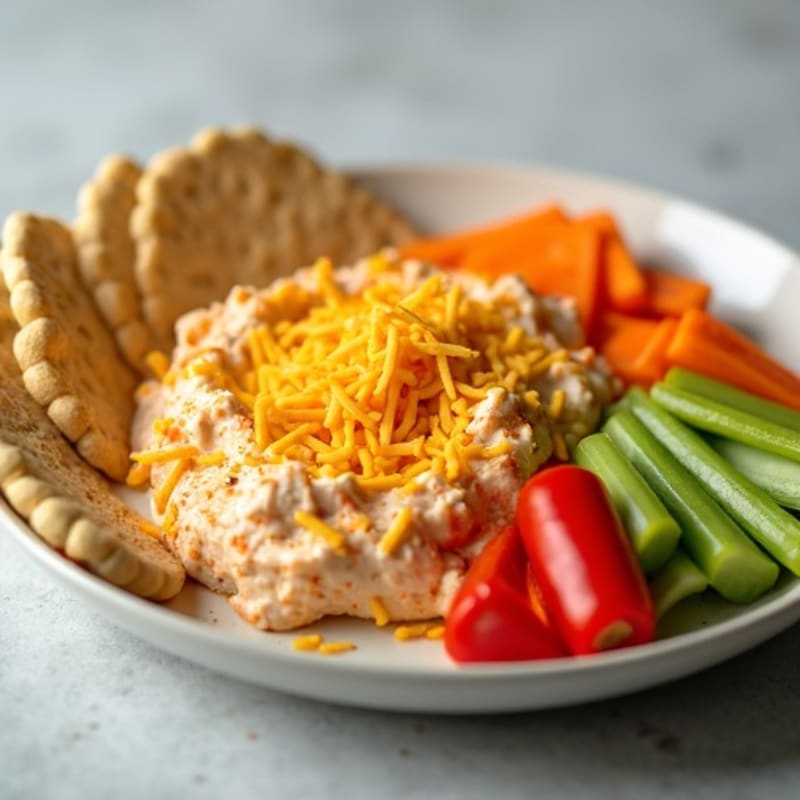 Healthy Buffalo Chicken Dip with Fresh Veggies