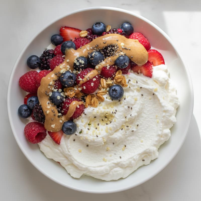 Greek Yogurt Protein Mousse with Mixed Berries